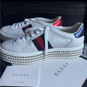 Gucci Authentic Ace Sneakers with Crystals